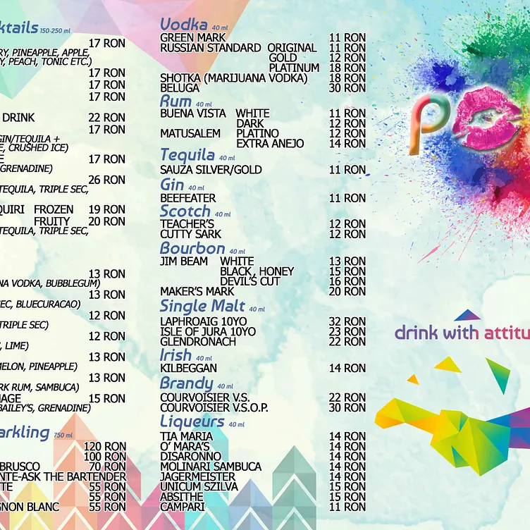 Cotton Beach / POSH - Drinks Menu
